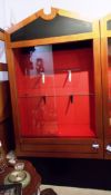 Wooden ‘oak effect’ glazed display cabinet approx.