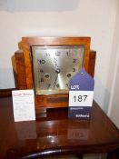 Wooden square faced art deco strike clock rrp.£250
