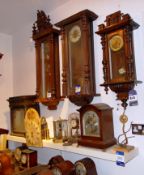 Assortment of clocks in need of repair to shelf an