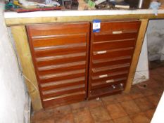 2 x sets of 8 drawer wooden cabinets