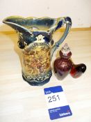 Ming jug & perfume bottle, & bird