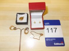9ct yellow gold locket rrp.£60, 9ct pearl earrings