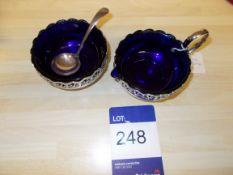 Silver plated jug & dish with blue lining with silver plated spoon rrp.£75