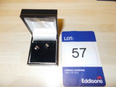 9ct white gold sapphire screw back earrings rrp.£6