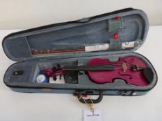 * A Stentor Harlequin 1/4 Raspberry Pink Violin in bespoke hard case (RRP £110)