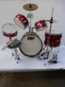 * A Performance Percussion Junior 5 piece Drum Kit Red (assembled with box) (RRP £195)