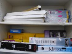 * Two shelves containing a selection of Boxed Music Stands (mainly Kinsman)