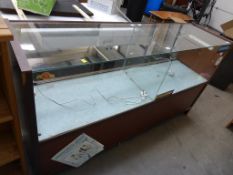 * A Wide, Glass Panelled Shop Counter (H91cm, W168cm, D46cm)