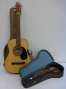 * A K Kay Gioi Six String Guitar in Faux Leather Carry Case, also includes a Dulcetta Ukulele in