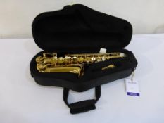 * A Brass Alpha Saxophone Alto by Trevor James in hard case (RRP £350)