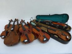 * A collection of eight Various Violins with two cases (10) A/F