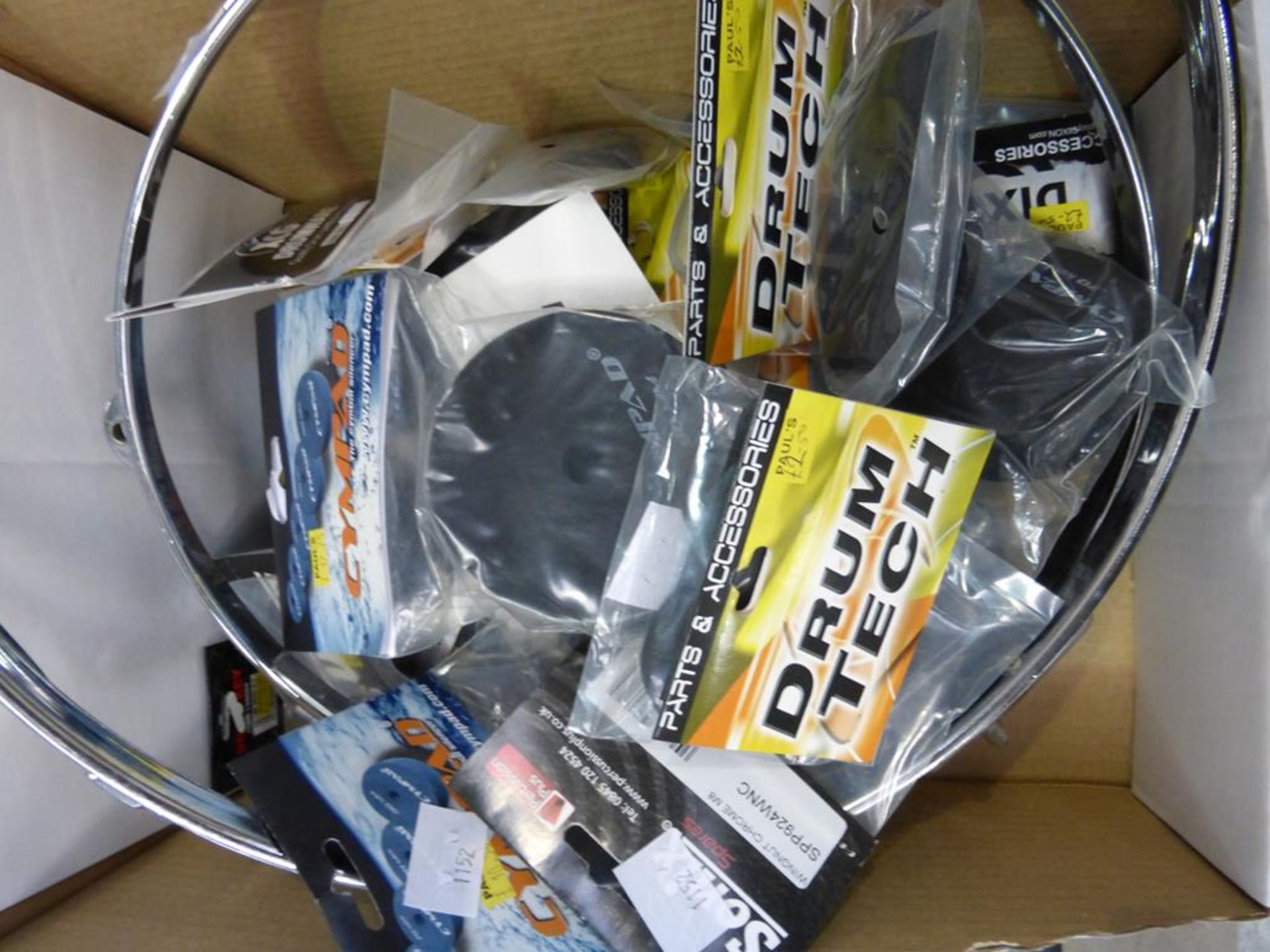 * Drum Spares. A box to contain Two Chrome Drum Rings 32cm & 39cm. Also includes Cympads, Chrome - Image 2 of 2