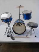 * A Performance Percussion Junior 3 piece Drum Kit Blue (boxed) (RRP £125)