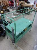 * A Green Painted Metal Two Tier Trolley