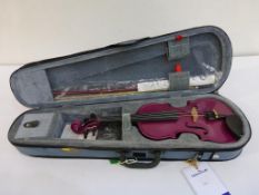 * A Stentor Harlequin 1/4 Raspberry Pink Violin housed in a bespoke hard case (RRP £110)