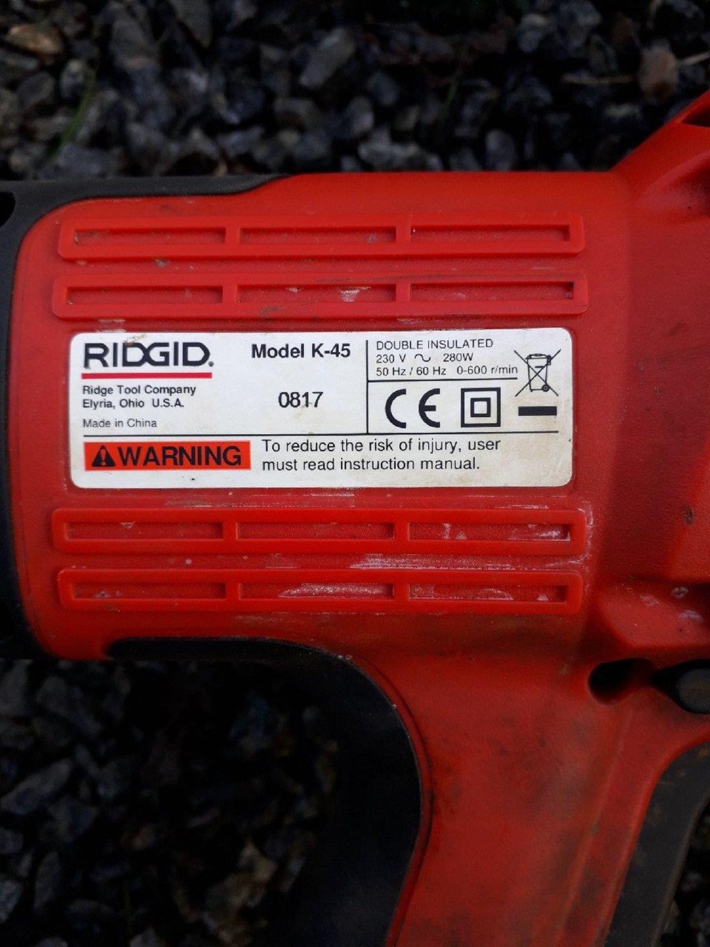 Ridgid K4S Drain cleaning machine serial number 0817, 240v. (Please note: Viewing is by - Image 2 of 2