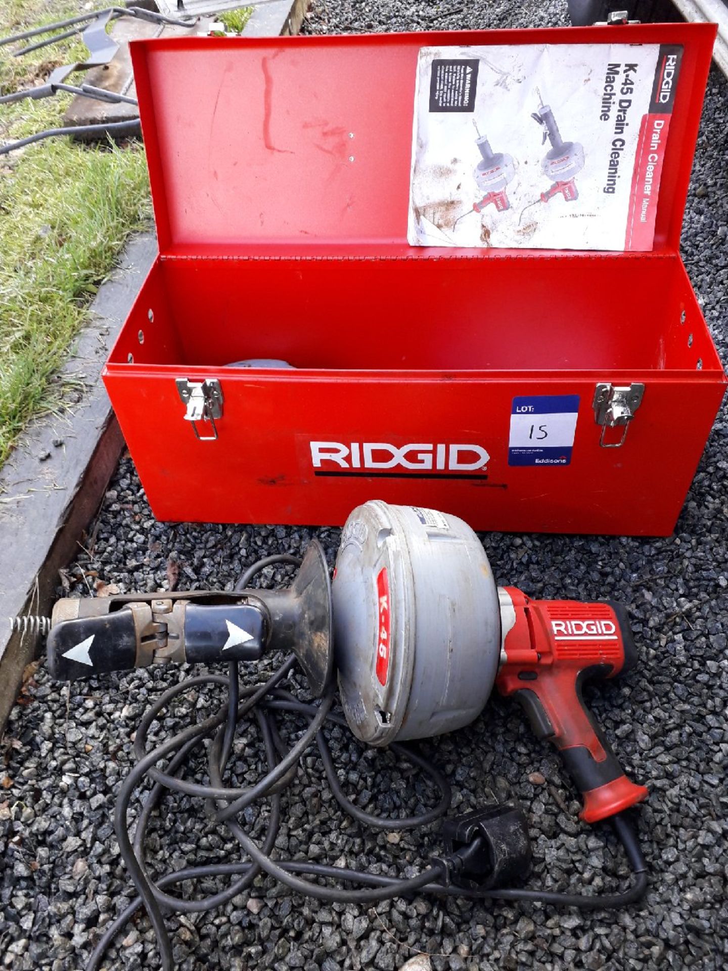 Ridgid K4S Drain cleaning machine serial number 0817, 240v. (Please note: Viewing is by