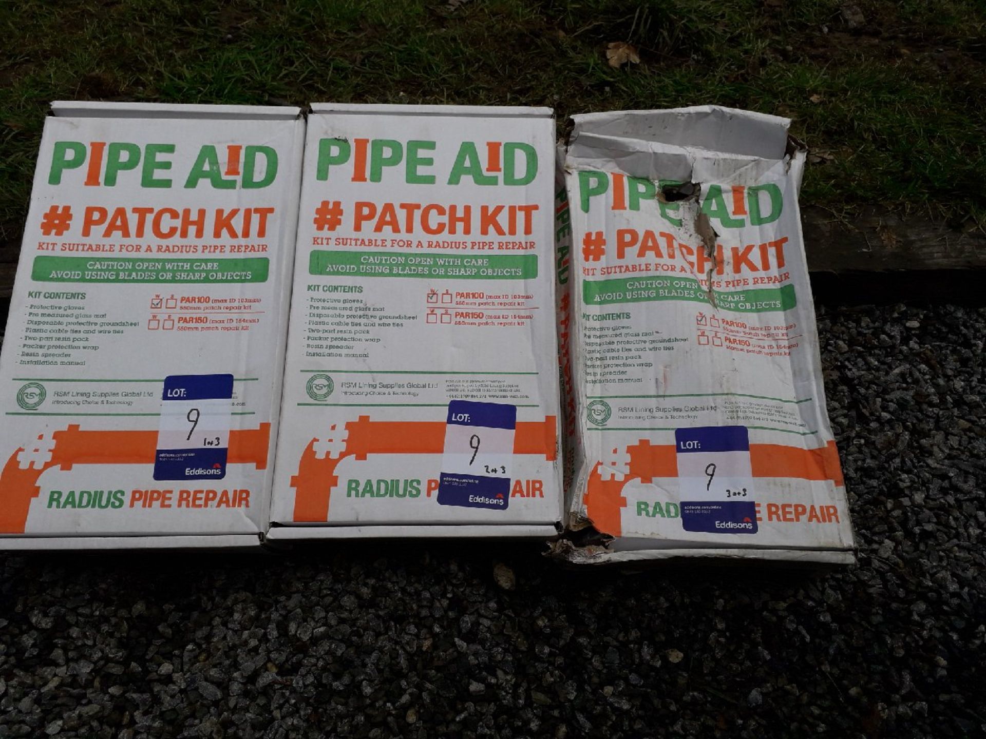 3 x Pipeaid radius pipe repair patch kit – Expiry 18.10.19. (Please note: Viewing is by