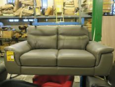 * Paloma Mushroom Leather Two Seat Sofa (RRP £779) (Scuffs underneath edge)