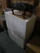 * Stuart Jones Footstool, 2 x White Gloss Cbinets and a Small Wood Effect TV Stand/Cabinet