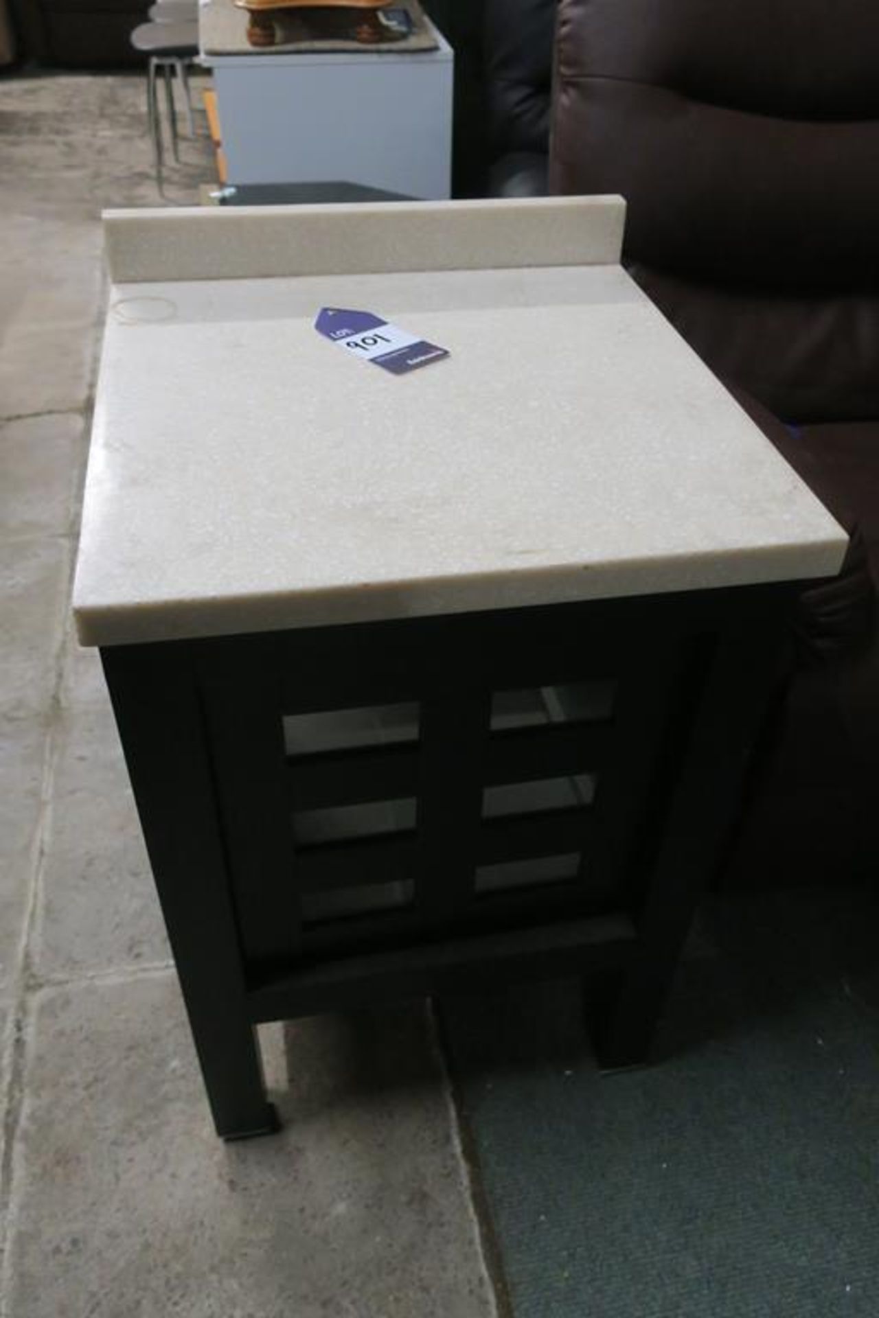 * Stone effect Topped Single Door Cabinet