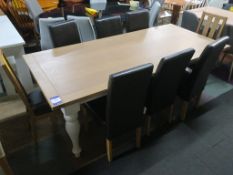 * Large Rectangular Wood/Painted Dining Room Table 2050x950mm with 6 Faux Leather High Back Chairs