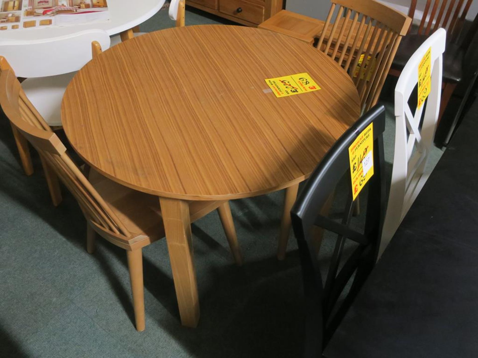 * Black Kitchen Table and 4 Chairs (2 x Black, 2 x White) (marked) and a Circular Kitchen Table - Image 2 of 2
