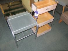 * Three Tier Storage Unit and a Glass Topped Table