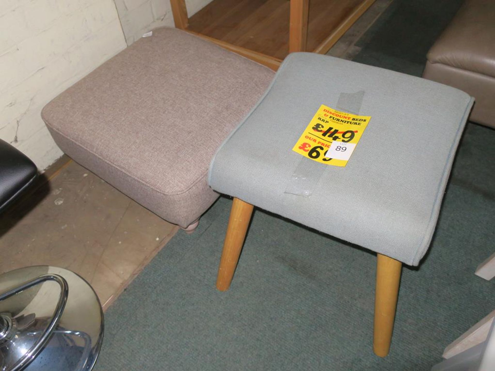 * Billie Wooden Legged Footstool and a Brown Turned Leg Footstool