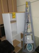 * Painted Corner Shelf Unit 1.78m High (RRP £89) and ornaments and a Stage Display Unit (missing a