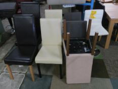 * 3 Various Upholstered High Back Chairs, 4 Faux Leather High Backed Chairs and 1 Cream Faux