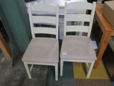 * 2 Painted High Backed Ladder Chairs with Oatmeal Upholstery