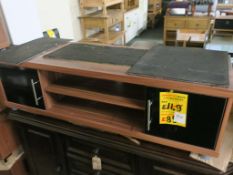 * 2 x Gloss Black and Wood Effect TV Stands and 2 x Similar Cabinets