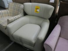 * Grey Leather Swivel Armchair (RRP £599) (Scuffs on left side)