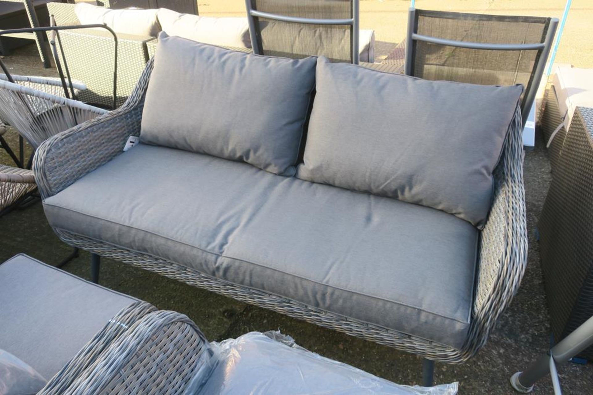 * Rattan Grey and Brown 3pc Garden Set - Image 3 of 3