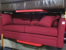 * 2 Seater Upholstered Sofa with 2 Side Cushions 1850x860mm, Wine