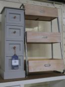 * Three Tier Storage Unit and Small Set of 4 Drawers (damaged) 68cms high