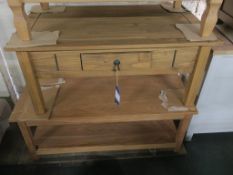 * Birlea ''Mexican'' Pine Single Drawer Coffee Table and a Two Tier Coffee Table (damaged)