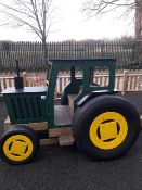Children’ play area timber tractor manufactured and checked June 2018 by Outdoor Play People,