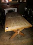 1 oak x- frame table x 8 seat 200x100x75cm