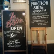 3 large blackboards includes 1 wall mounted, 1 free standing, 1 easel mounted easel included