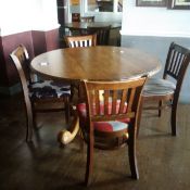 Wood dining set seats 4 includes 4 chairs, 1 solid wood round table on wooden stand diameter 120cm