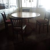 4 piece dining table set includes round wooden tab