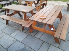 2 x 4 seat rectangular timber bench/table garden furniture