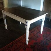 Victorian painted pine table 183x82x73cm