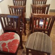 6 Wooden dining chairs fabric upholstered
