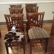 6 Wooden dining chairs fabric upholstered