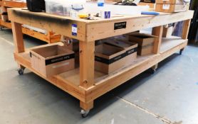 3m x 1.5m Mobile wooden workbenches