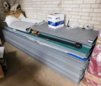 Quantity of grey foamex sheeting, approximately 8ft in length (located on mezzanine)