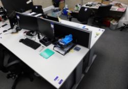 3 x Single person workstations, 3 x swivel chairs, and 2 x pedestals